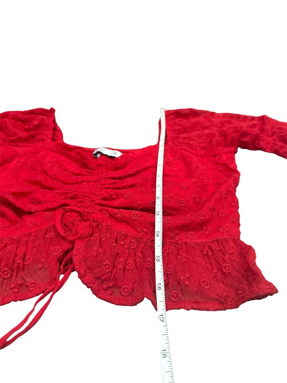 Hollister S Red Long-Sleeve Ruched Crop Top NWT - Picture 7 of 8